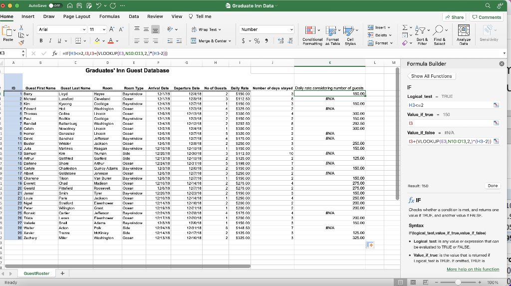 Solved The Excel file Graduates Inn Guest provides a Chegg