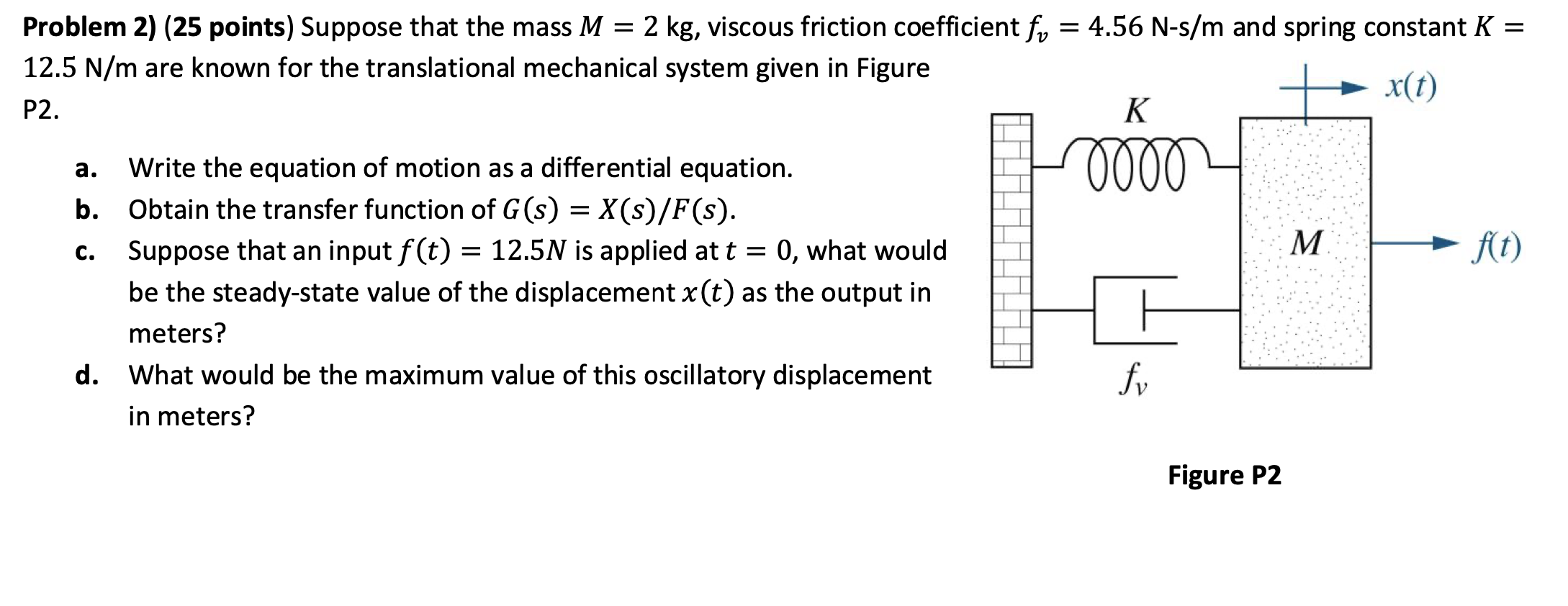 Solved Problem 2 25 Points Suppose That The Mass M 2 Chegg Com