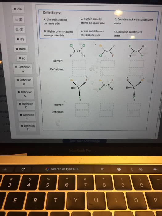 Solved # cis- Definitions: A. Like substituents on same side | Chegg.com