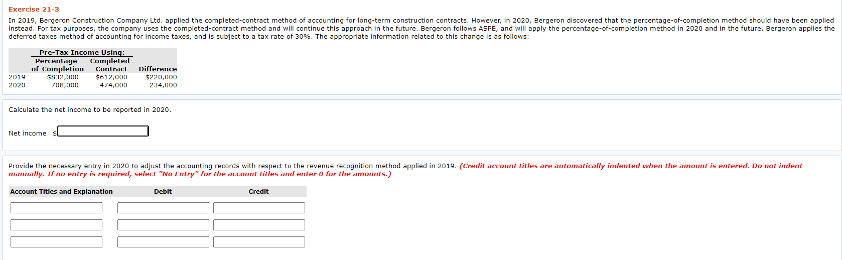 Solved Exercise 213 In 2019, Bergeron Construction Company