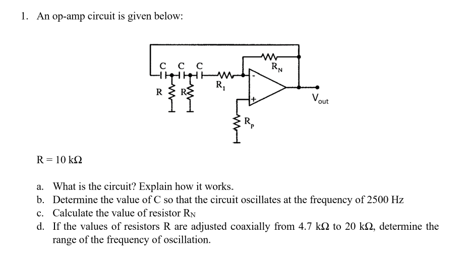 Solved 1. An op-amp circuit is given below: RN с с с iholle | Chegg.com