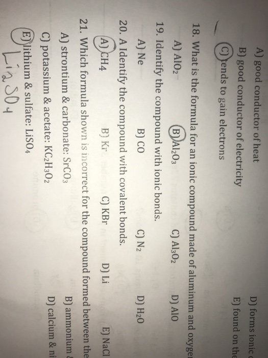 Solved A) good conductor of heat B) good conductor of