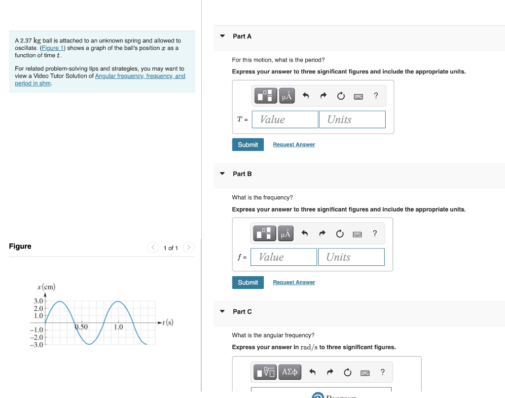 Solved Part A A 2.37 kg ball is attached to an unknown | Chegg.com