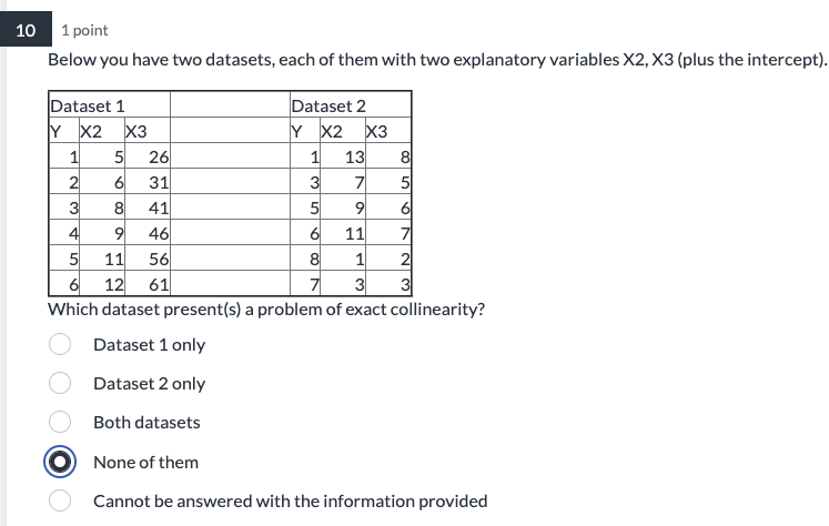 Solved Below you have two datasets, each of them with two | Chegg.com