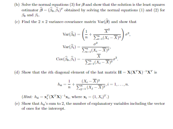 Solved 4 Consider The Simple Linear Regression Model 