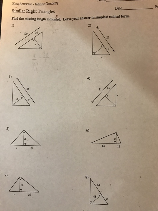 Kuta Software Infinite Geometry Similar Triangles Answers Worksheetpedia
