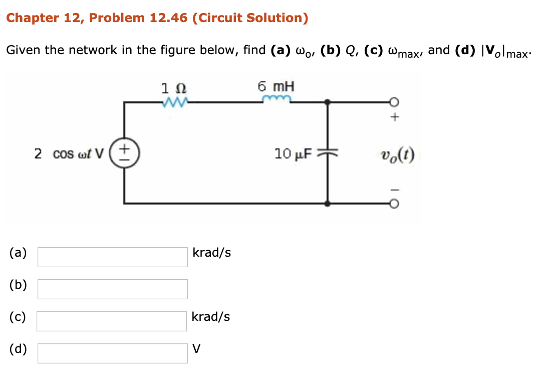Solved Chapter 12, Problem 12.46 (Circuit Solution) Given | Chegg.com