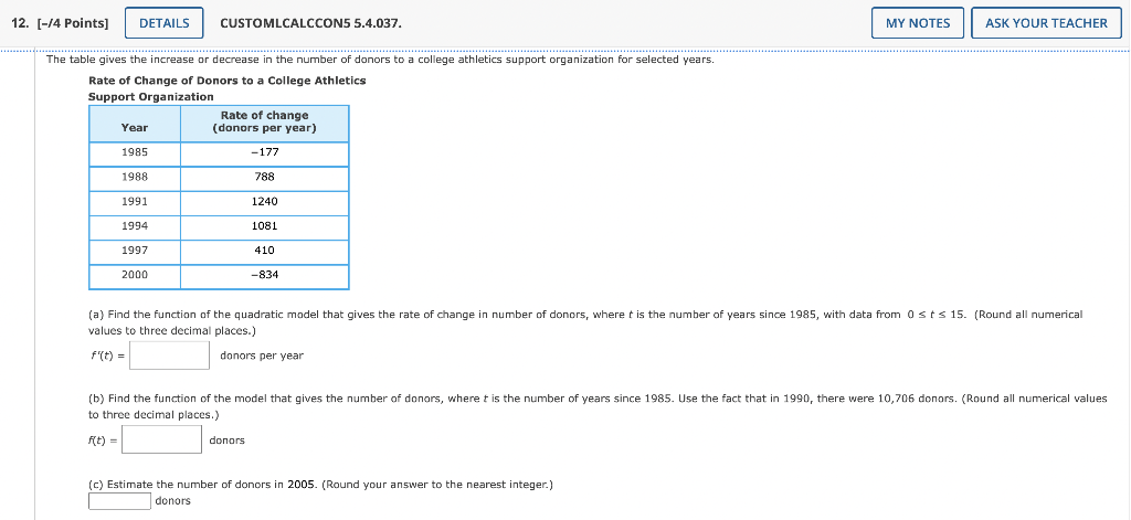 Solved table gives the increase or decrease in the number of | Chegg.com