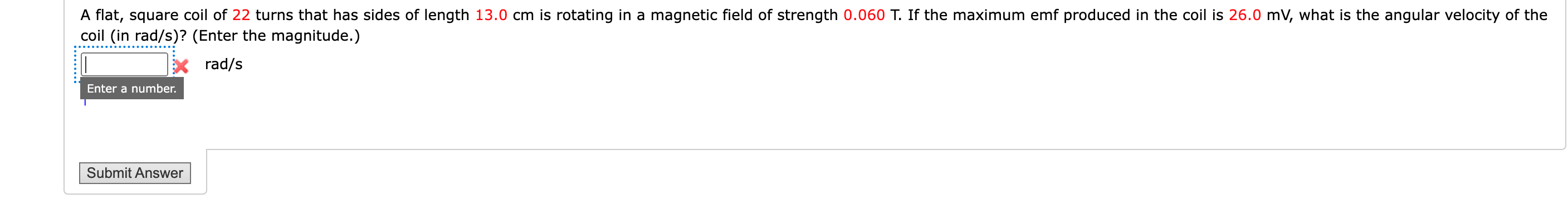 Solved coil (in rad/s)? (Enter the magnitude.) i rad/s | Chegg.com