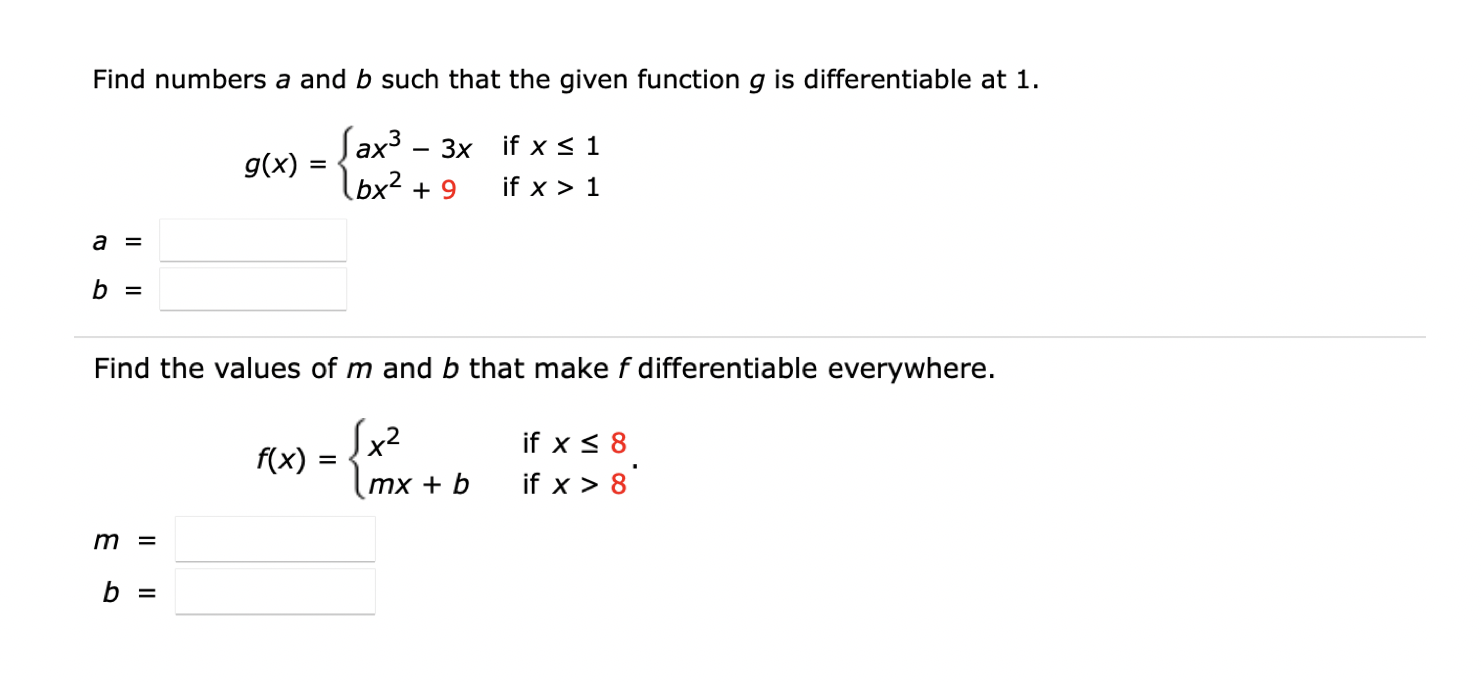 Solved Find Numbers A And B Such That The Given Function G | Chegg.com