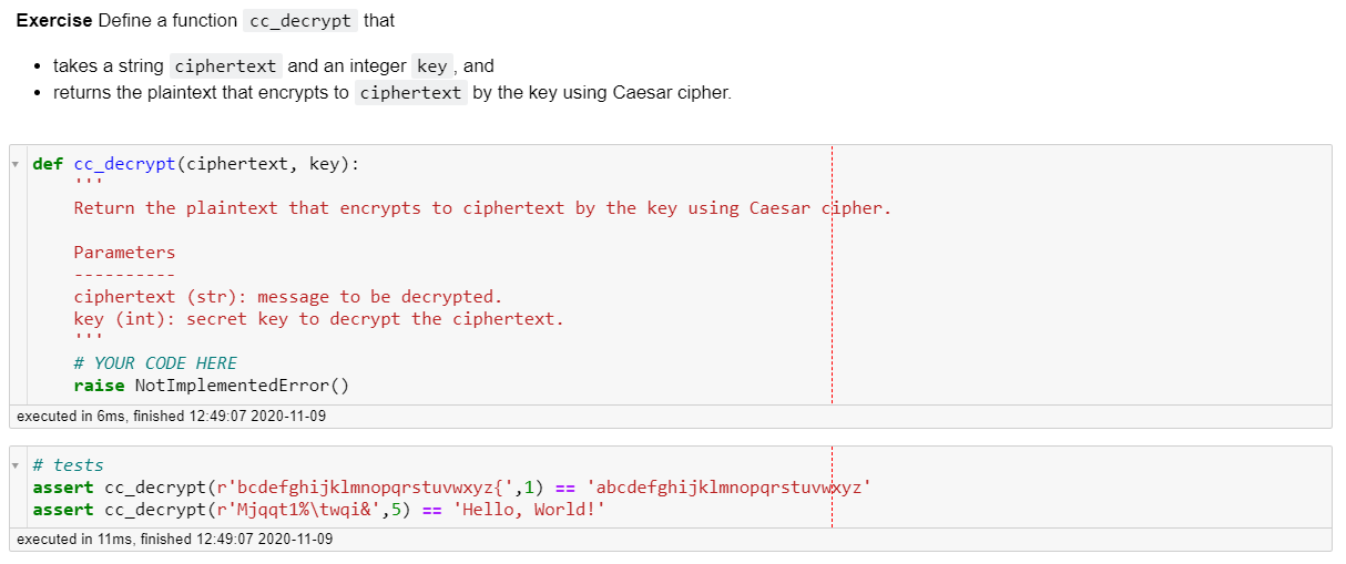 Exercise Define a function cc_decrypt that • takes a | Chegg.com