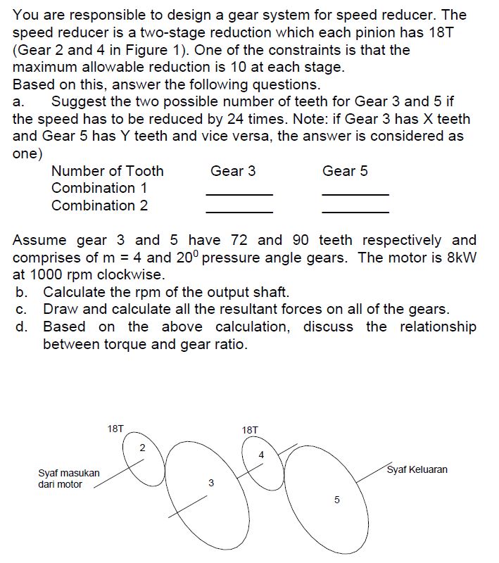 Solved You are responsible to design a gear system for speed | Chegg.com