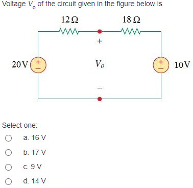 Solved Voltage V. of the circuit given in the figure below | Chegg.com