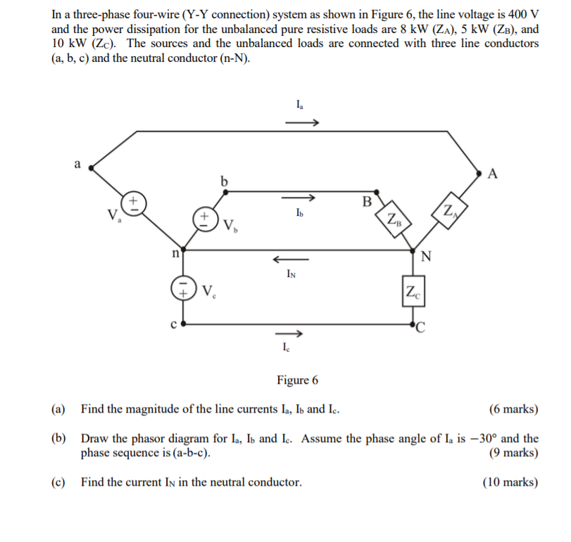 Solved In a three-phase four-wire (Y-Y connection) system as | Chegg.com