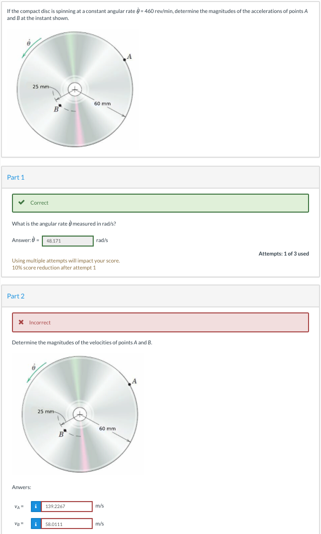 Solved If the compact disc is spinning at a constant angular | Chegg.com