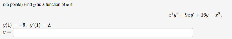 Solved 25 Points Find Y As A Function Of X If