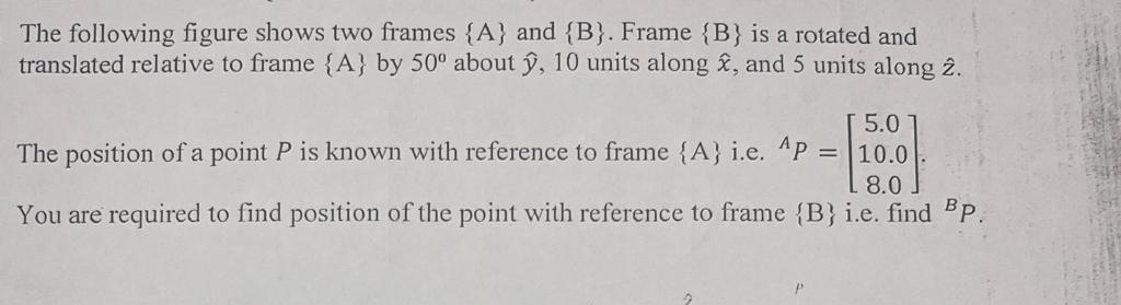 Solved The following figure shows two frames {A} and {B}. | Chegg.com