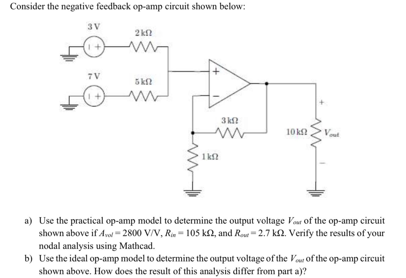 Solved Consider the negative feedback opamp circuit shown