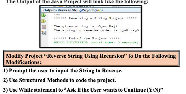 Solved MEDIUL The Output of the Java Project will look like | Chegg.com
