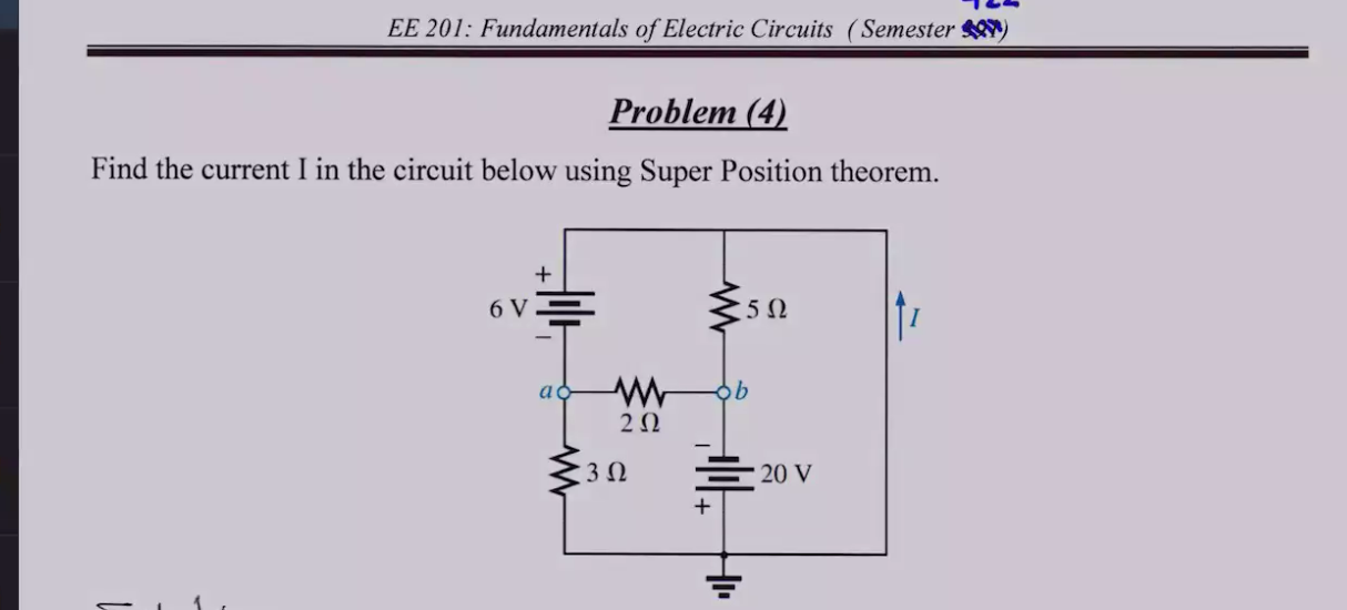 Solved Problem (4)Find the current I in the circuit below | Chegg.com