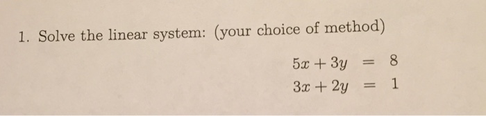 Solved 1. Solve the linear system: (your choice of method) | Chegg.com