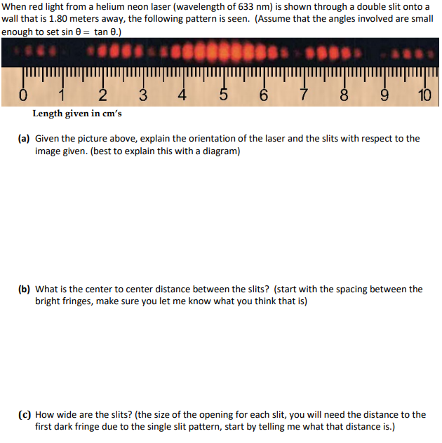 Solved When red light from a helium neon laser (wavelength | Chegg.com