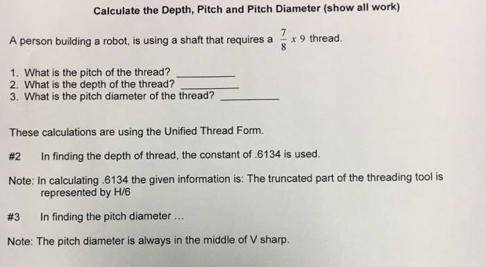 Solved Calculate the Depth, Pitch and Pitch Diameter A | Chegg.com