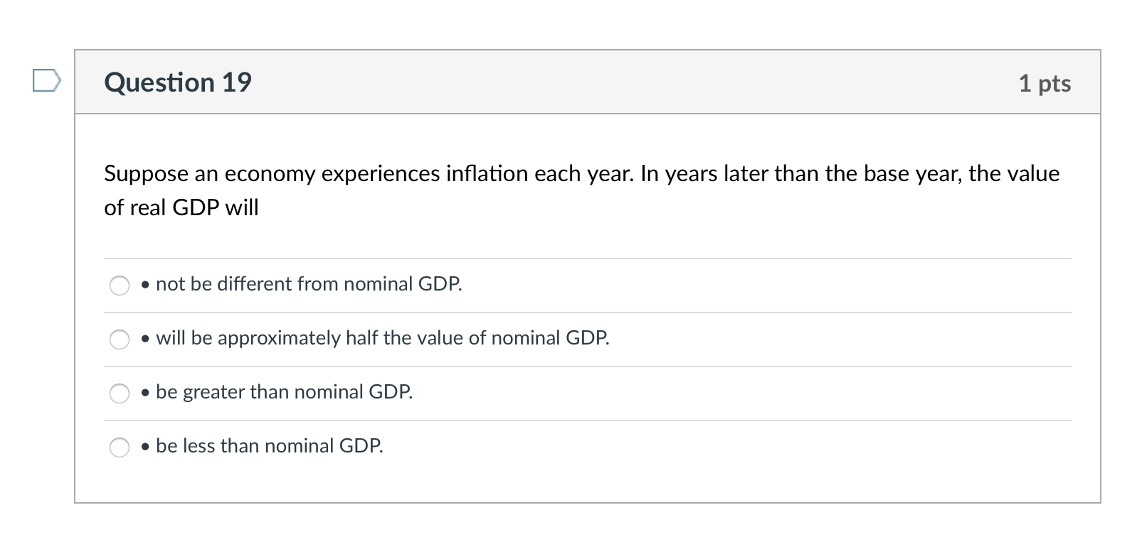 Solved Question 19 1 pts Suppose an economy experiences | Chegg.com