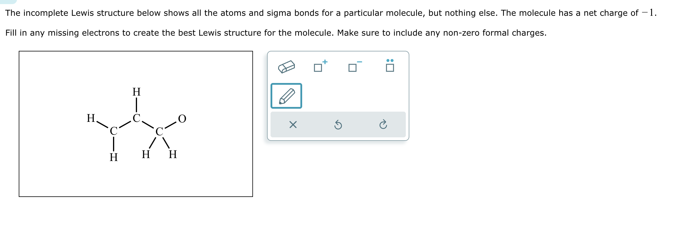 The incomplete Lewis structure below shows all the | Chegg.com