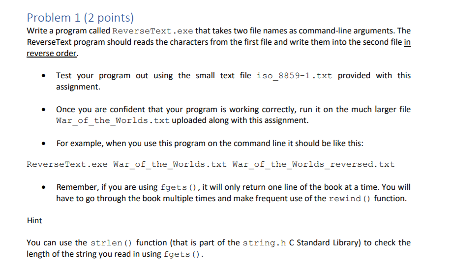 Solved Problem 1 (2 points) Write a program called | Chegg.com