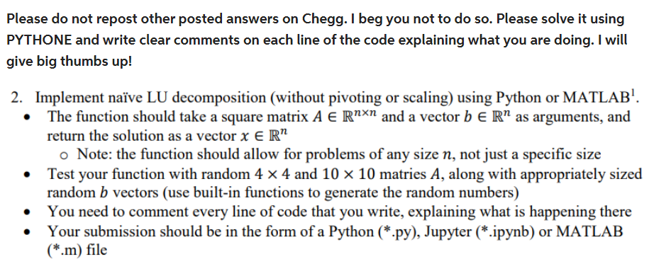 Solved Please do not repost other posted answers on Chegg. I | Chegg.com