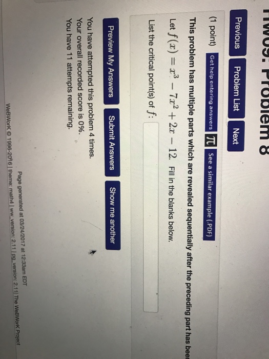 Solved This problem has multiple parts which are revealed | Chegg.com