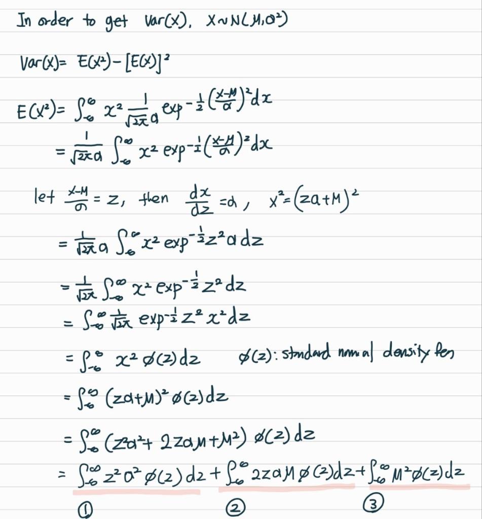 Solved In order to get var(x),x∼N(μ,a2) | Chegg.com