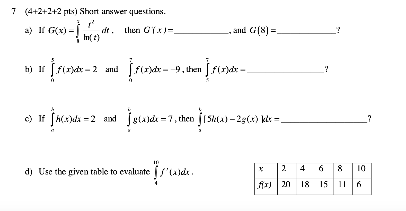 Solved 7 4 2 2 2 Pts Short Answer Questions T Dt The Chegg Com