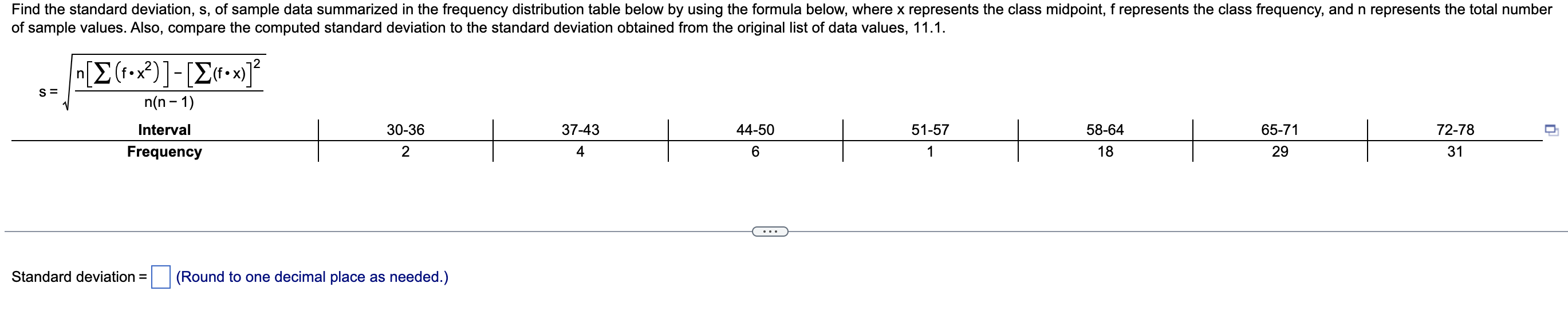 Solved of sample values. Also, compare the computed standard | Chegg.com