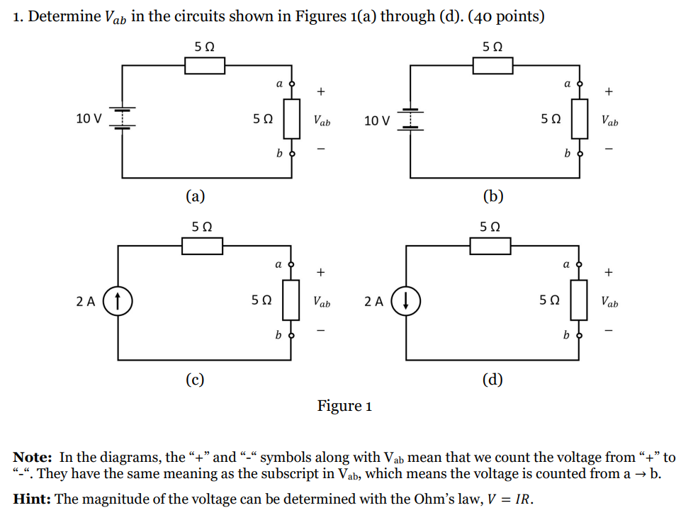 Solved 1. Determine Vab in the circuits shown in Figures | Chegg.com