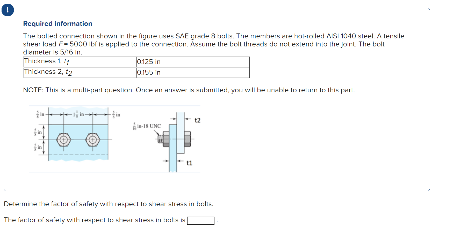 Solved Required Information The Bolted Connection Shown In | Chegg.com