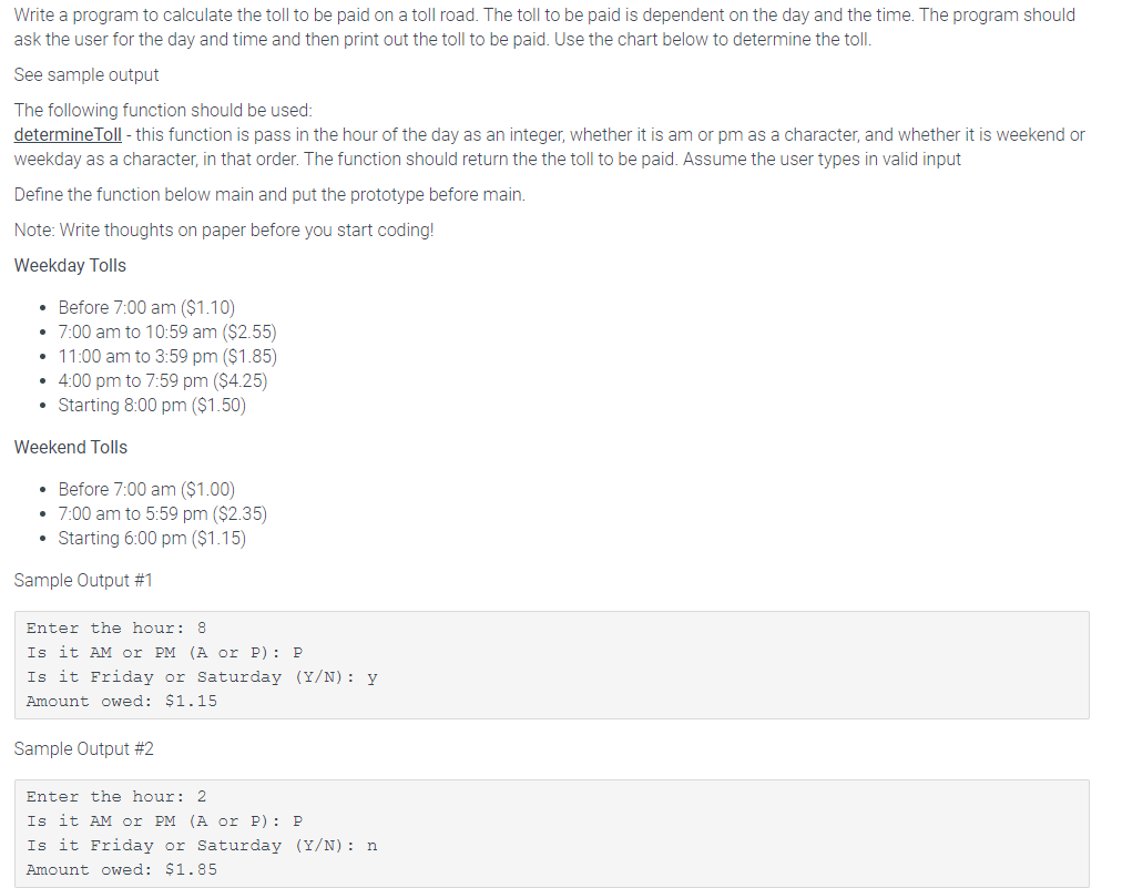 solved-write-a-program-to-calculate-the-toll-to-be-paid-on-a-chegg