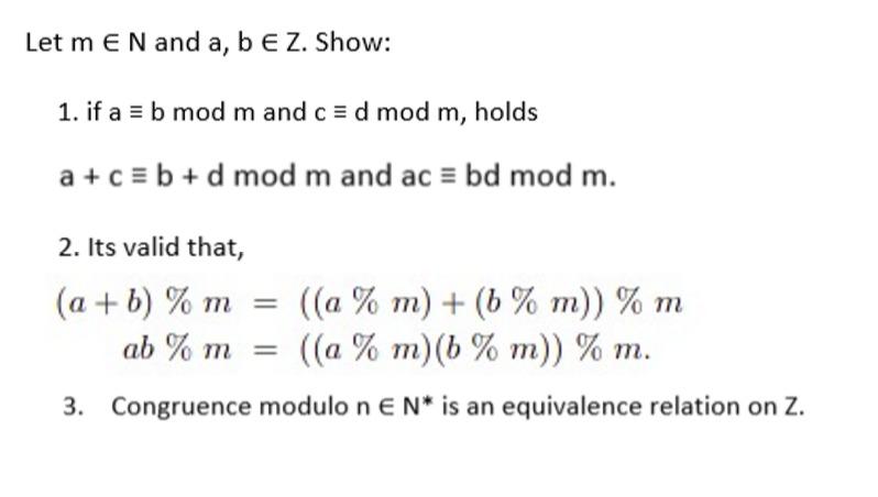 Solved Let Me N And A, B E Z. Show: 1. If A = B Mod M And C= | Chegg.com