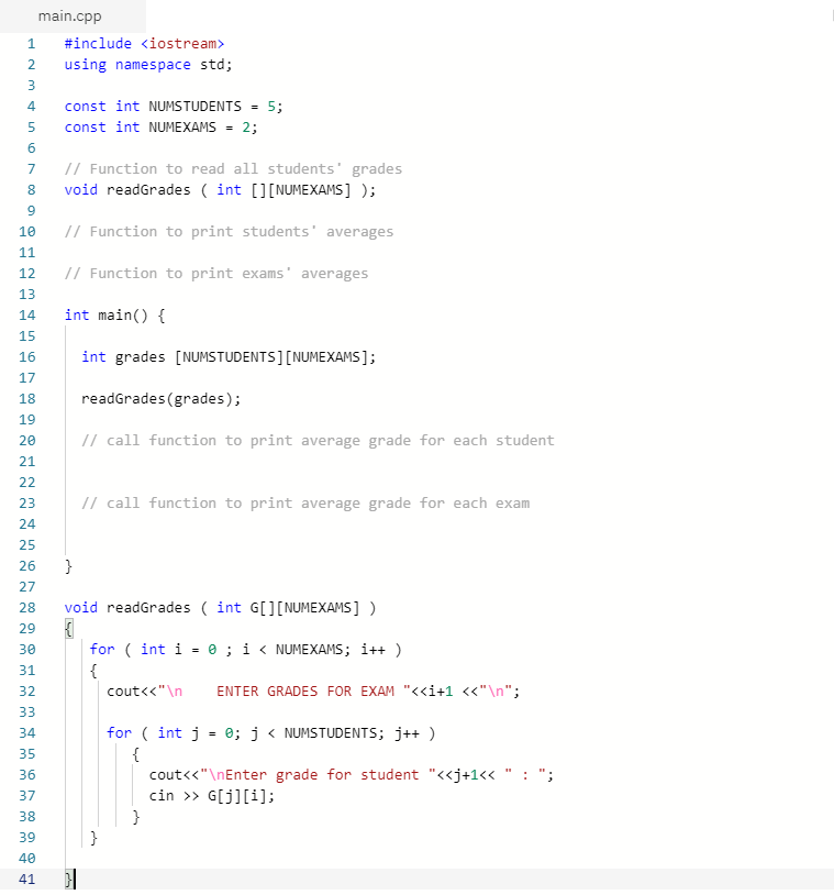 Solved Using C++, add the following to the Students Grades | Chegg.com