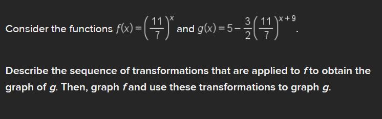 Solved Consider the functions f(x)=((11)/(7))^(x) and | Chegg.com
