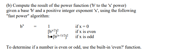 Solved (b) Compute the result of the power function ('b' to | Chegg.com