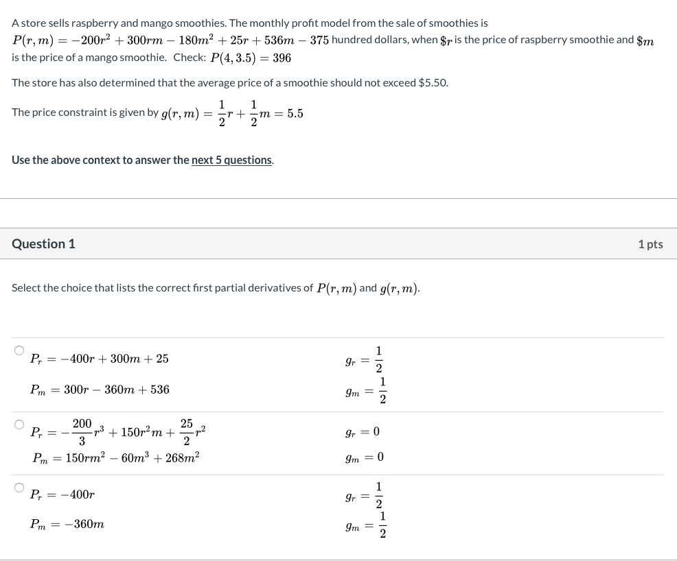 Solved A store sells raspberry and mango smoothies. The