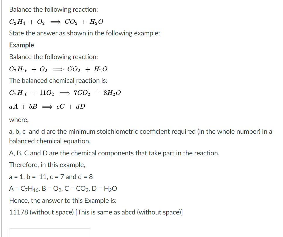 Solved Balance the following reaction C2H4 02 CO2 H2O