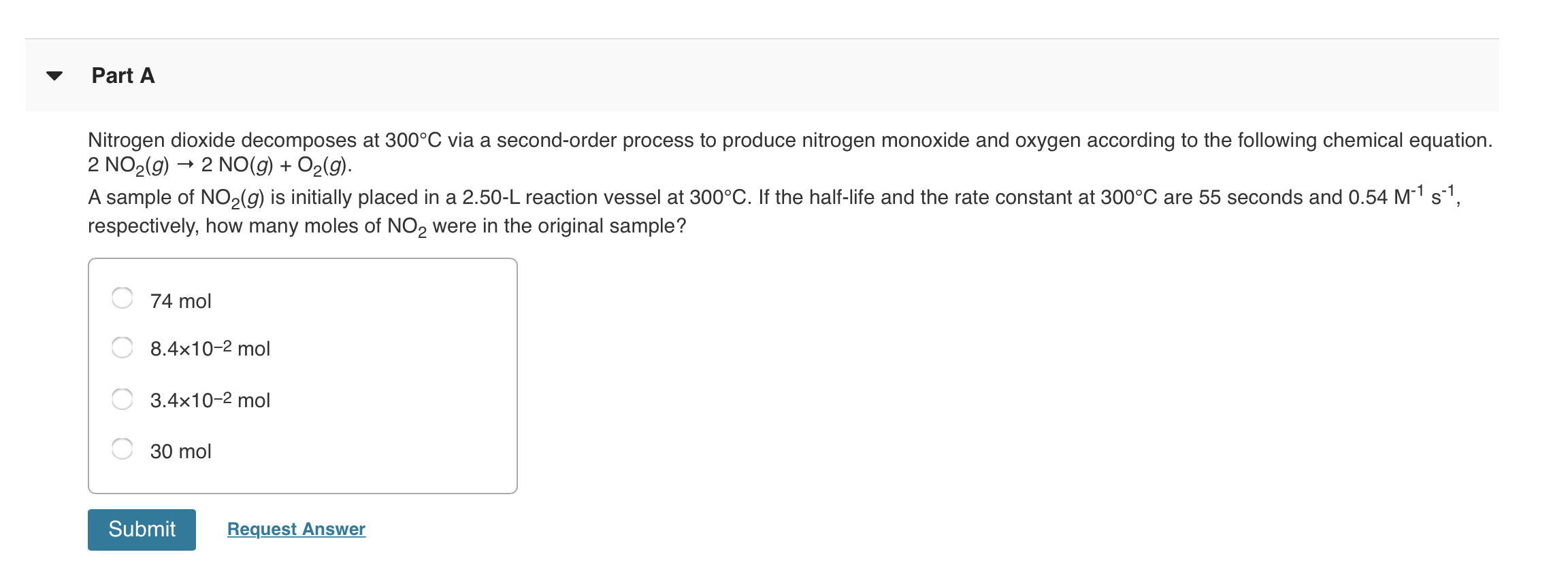 Solved Part A Nitrogen dioxide at 300°C via a