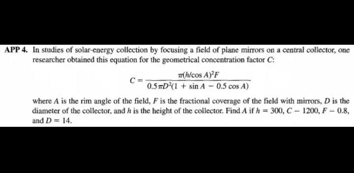 Solved APP 4. In Studies Of Solar Energy Collection By | Chegg.com