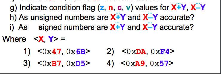G Indicate Condition Flag Z N C V Values For Chegg Com