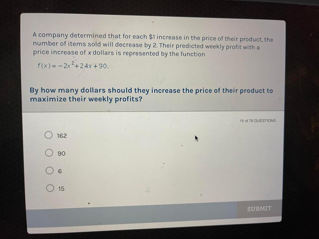 Solved A company determined that for each $1 increase in the | Chegg.com