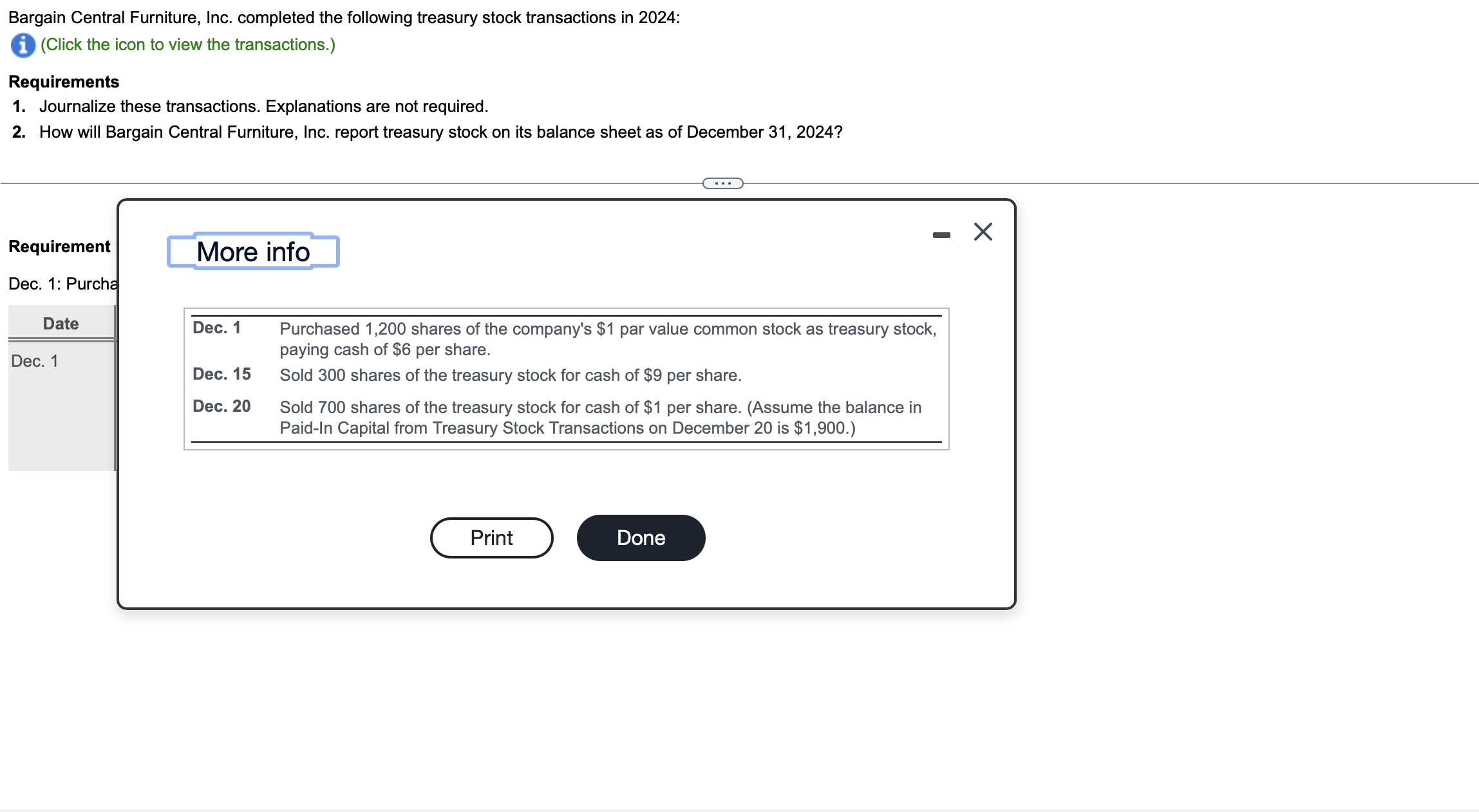 Solved BargainCentral Furniture, Inc. completed the