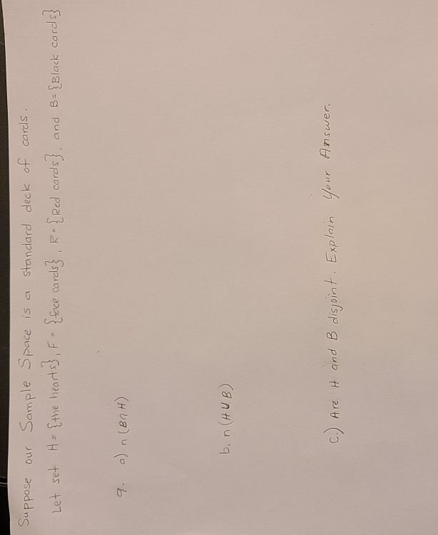 Solved Suppose Let set our Sample Space is a standard deck